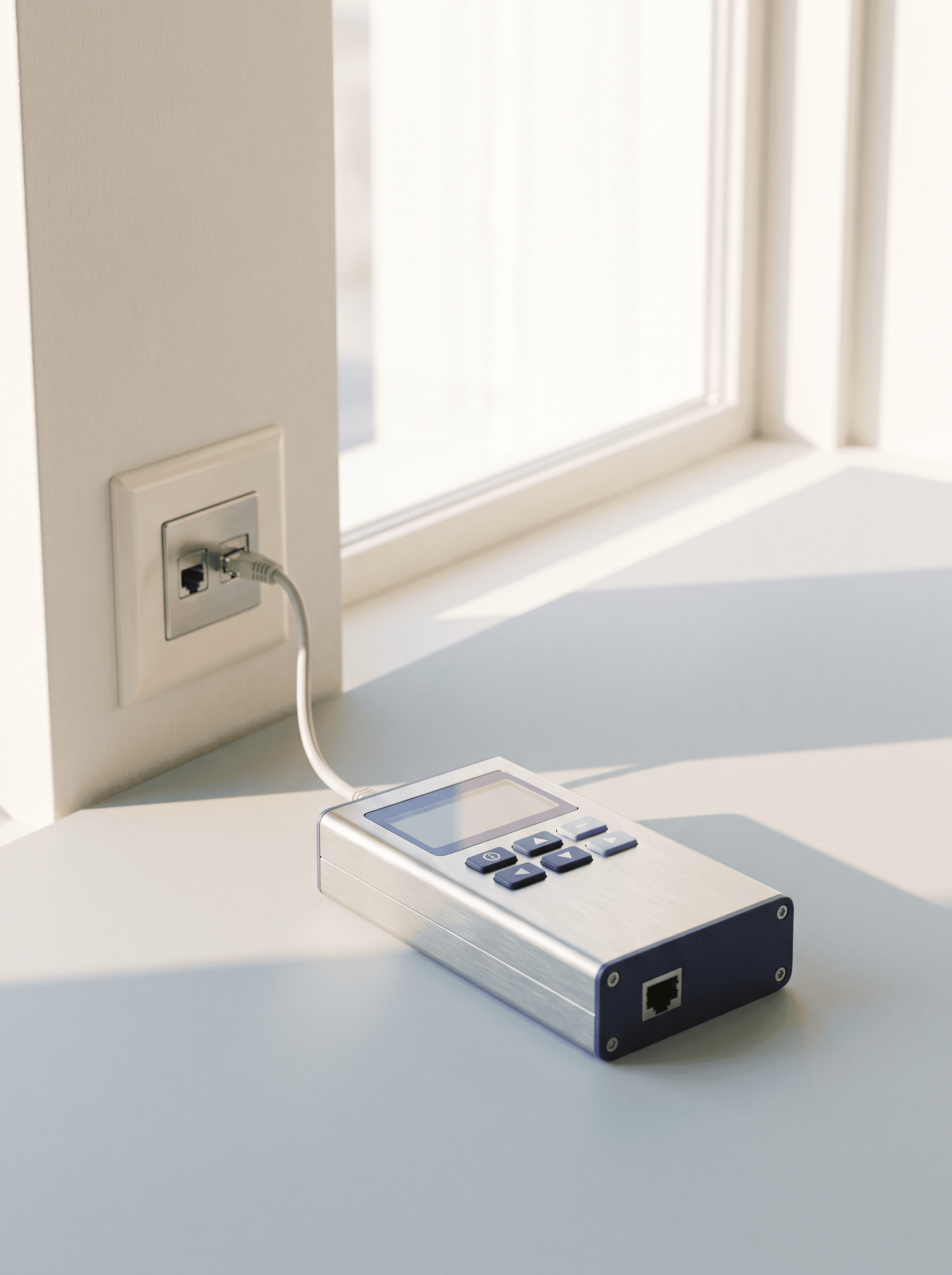 Cable tester connected to a wall data point