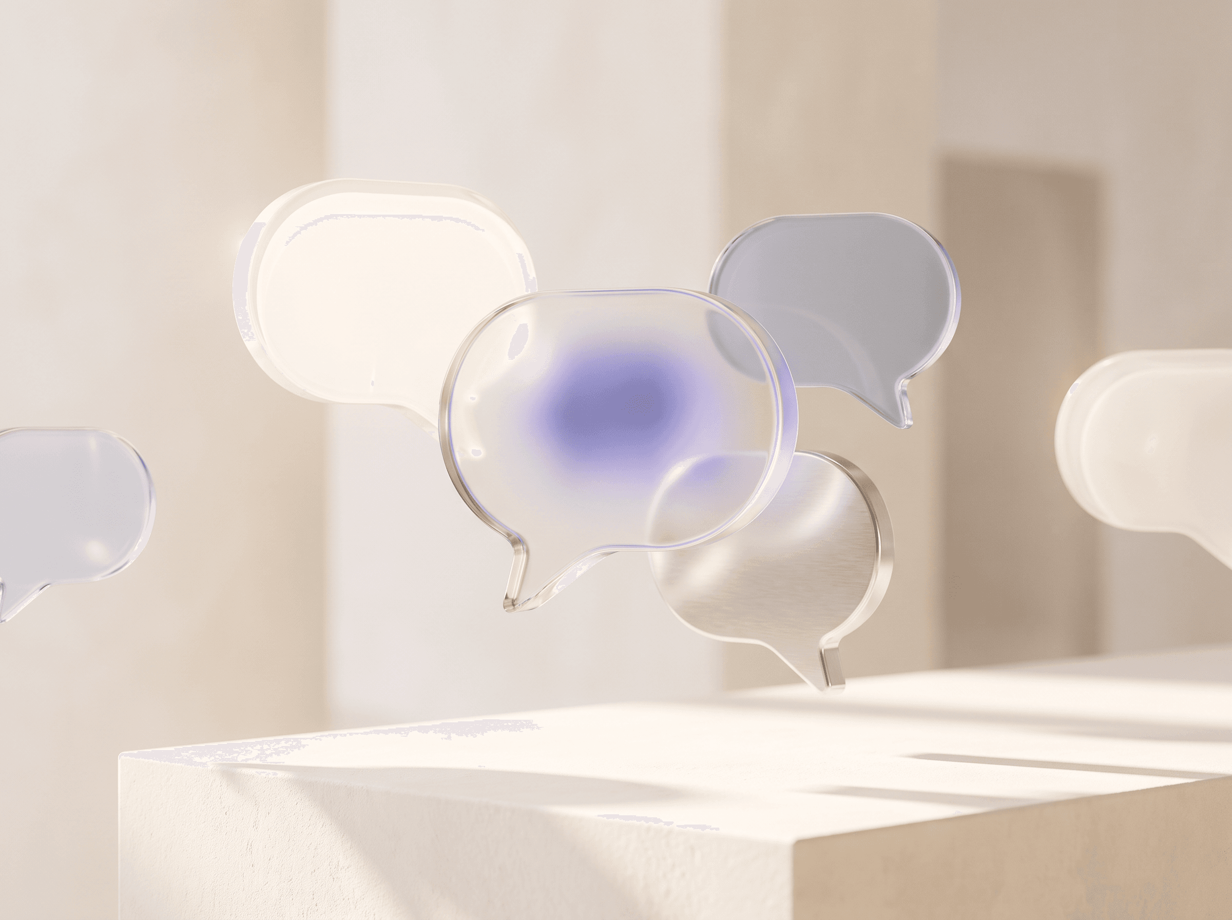 Abstract glass speech shapes