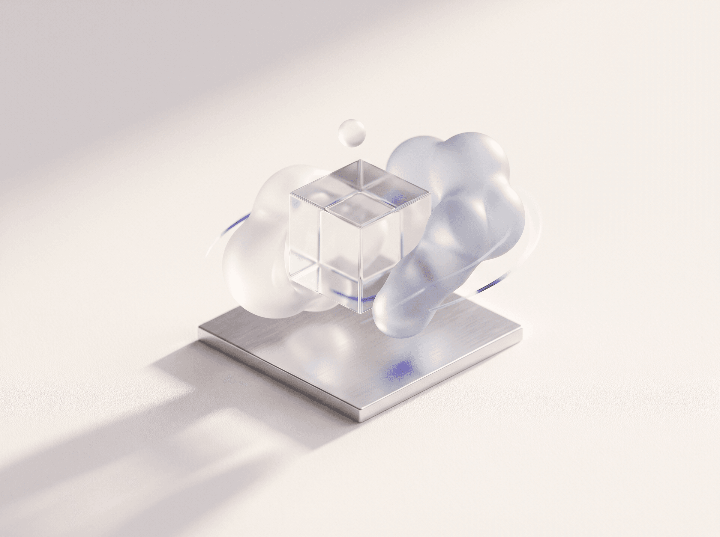 Minimal glass server shapes in soft light